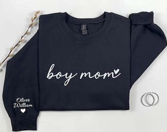 Personalized Boy Mom Sweatshirt With Kids Names, Trendy Mama Sweatshirt, Custom Boy Mama Shirt, Mothers Day Gift For Wife, Gift For Mom