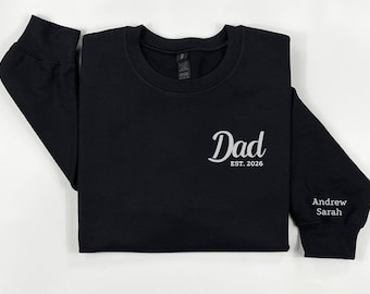 Personalized Dad Crewneck Sweatshirt, Custom Papa Gift With Kids Names, Dad Est Shirt, Fathers Day Gift For Dad, Gift For Husband