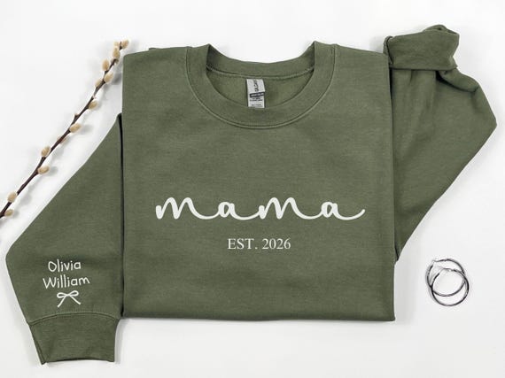 Personalized Mama Crewneck Sweatshirt, Custom Mom Sweatshirt With Kids Names Trendy Mama Shirt, Mothers Day Gift For Wife, Gift For New Moms