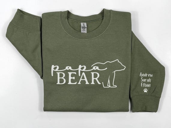 Personalized Papa Bear Crewneck Sweatshirt, Custom Dad Sweatshirt with Kids Names, Custom Shirt for Dad, Fathers Day Gift For Husband