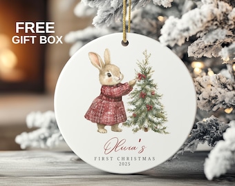 Première décoration de Noël de bébé, 1er boule de Noël personnalisée pour bébé, souvenir de Noël pour nouveau-né, décoration d'arbre de Noël à l'aquarelle