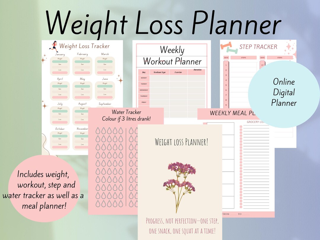 Aesthetic Weight Loss Journal | Digital Planner | Printable Planner | iPad Planner | Goodnotes ...