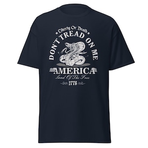 Mens Classic Tee, Liberty or Death T-Shirt, Don&#39;t Tread on Me Shirt, Gadsden Snake Tee, Patriotic Tshirt, USA Pride T-Shirt, Mens Apparel