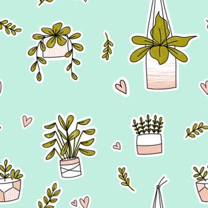 鉢植えのシームレスな繰り返しパターン PNG