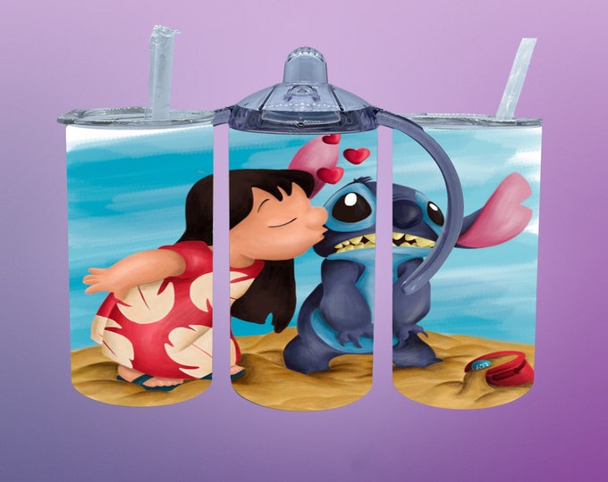 Lilo & Stitch 12oz Grow With Me Sippy Cup, comes with 2 lids! Perfect for daycare, preschool, growing toddlers! Kid personalizable sippy cup