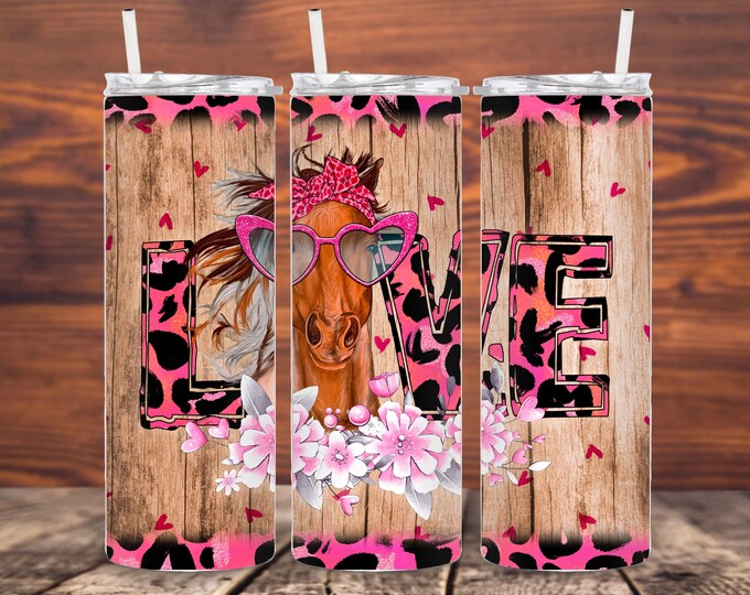 Love Horses 20oz/30oz Stainless Steel Tumbler or Sports Bottle