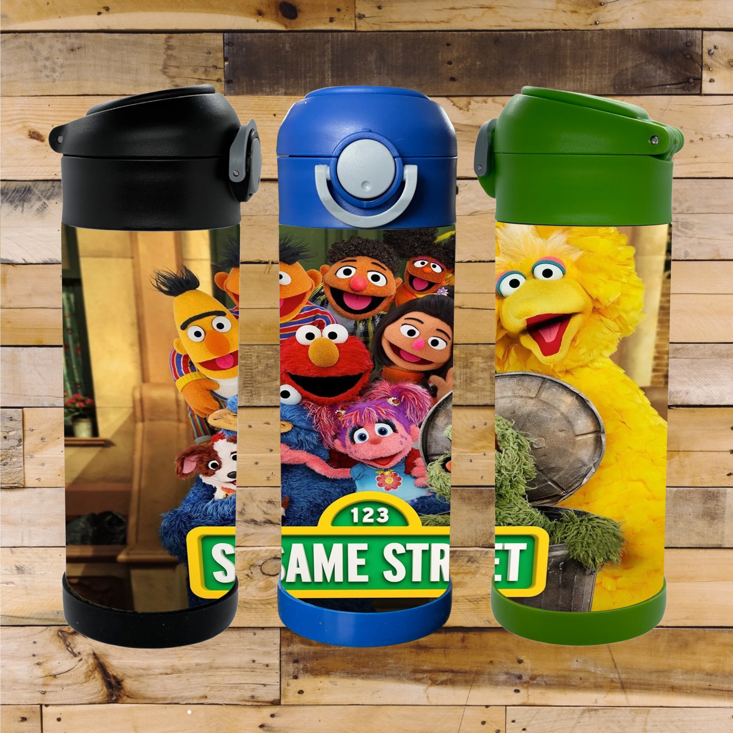 PLASTIC LUNCHBOX THERMOS Vintage 1989 Aladdin Collectible Lunch Box Retro  Vtg Sesame Street Bus Muppets Big Bird Grover Bert Ernie Henson 