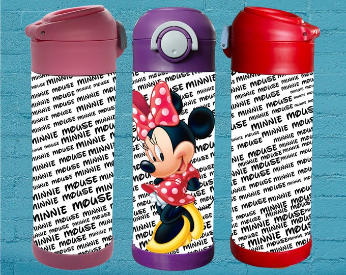 Minnie Mouse 12oz Flip Top Insulated Kids Bottle. Great for School, Camp & Activities