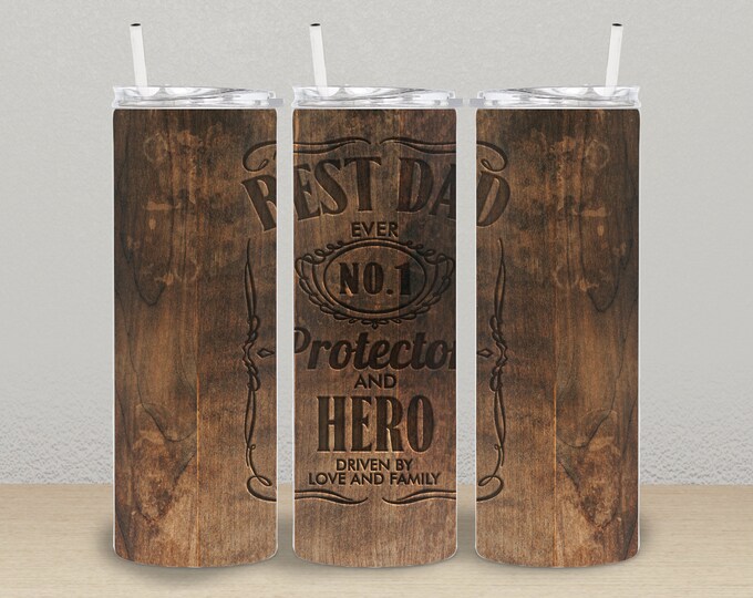 Best Dad No. 1 Protector and Hero Driven by Love and Family 20oz/30oz Stainless Steel Tumbler or Sports Bottle
