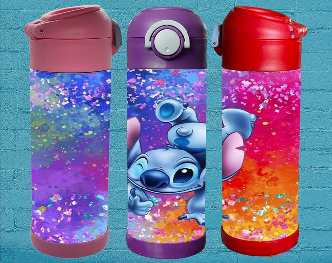 Stitch 12oz Flip Top Insulated Kids Bottle. Perfect for School, Camp, & Activities