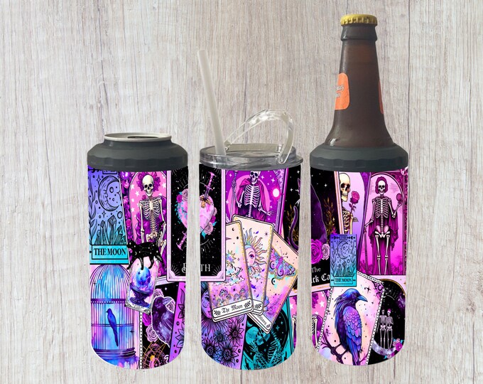 4 in 1 Can Cooler Tarot Card 16oz Tumbler, Tarot reading cup, tarot card deck,