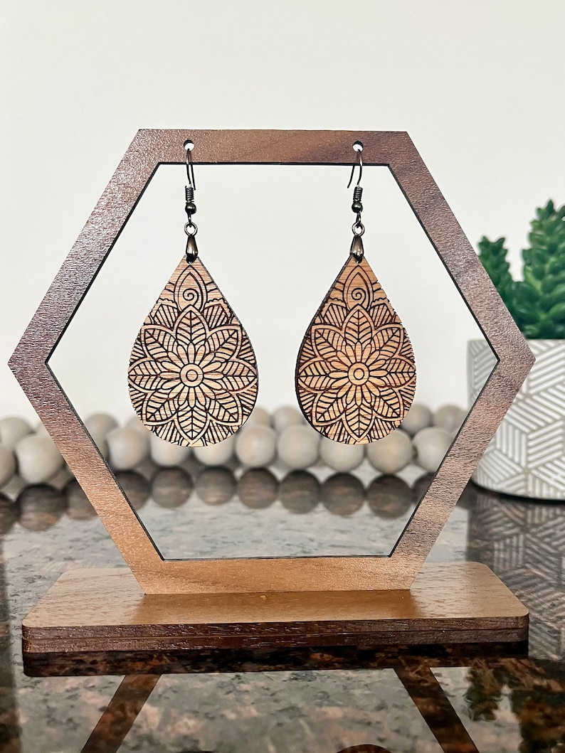 Teardrop Mandala Dangle Earrings - Etsy