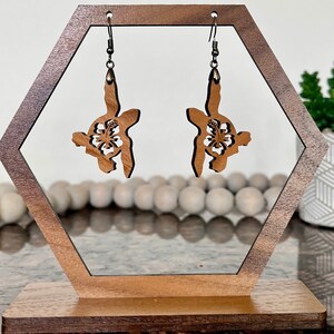 Engraved sea turtle dangle earrings, multiple colors available