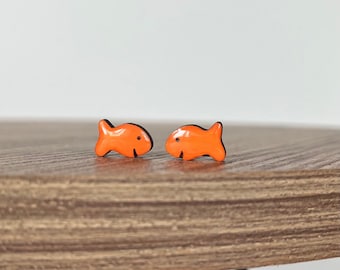 Wooden Goldfish Cracker Earrings