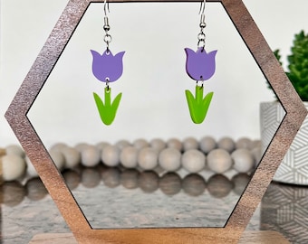 Tulip dangle earrings, multiple colors available