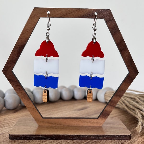 Bomb Pop Dangle earrings, Ice cream earrings, popsicle earrings