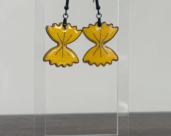 Farfalle Pasta Wooden Dangle Earrings