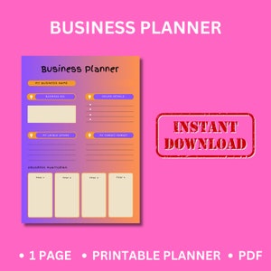Business Planner, Printable Business Planner, Business Planner Printable, Business Organiser, Business planning, Business Growth