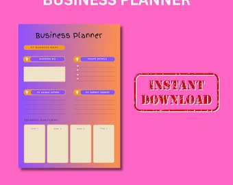 Business Planner, Printable Business Planner, Business Planner Printable, Business Organiser, Business planning, Business Growth