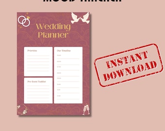 Wedding Planner Printable, Printable Wedding Planner, Wedding Planner Organizer, Ultimate Wedding Planner, Instant Digital Download