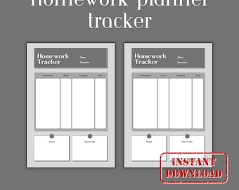 Homework Tracker Planner Printable, Printable Study Planner, Homework Planner Printable, School Assignment Planner, Project Planner For Kids