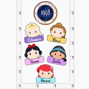 Disney Cruise Door Magnets Decoration Princess Theme with Customized Name Tags