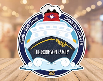 Aimant de porte Disney Cruise bateau de croisière avec nom de famille personnalisé, ports d'escale, nom du navire, année pour porte de bateau de croisière Disney