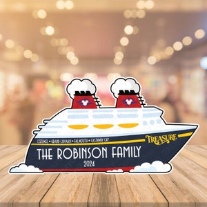 Disney Cruise Door Magnet Cruise Ship with Personalized Family Name, Ports of Call, Ship Name, Year for Disney Cruise Ships Door