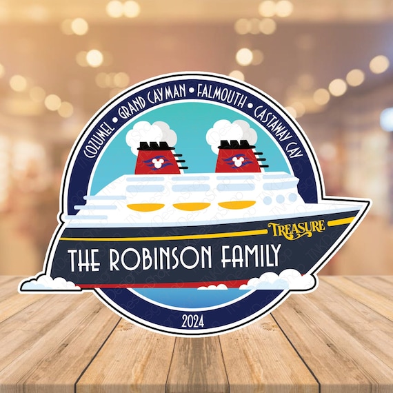 Disney Cruise Door Magnet Cruise Ship with Personalized Family Name, Ports of Call, Ship Name, Year for Disney Cruise Ships Door