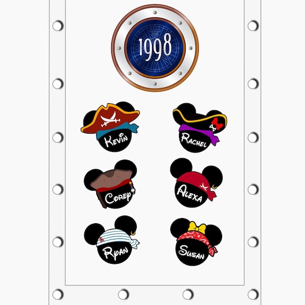 Disney Cruise Door Mickey Ears Magnets Decoration - Pirate Theme
