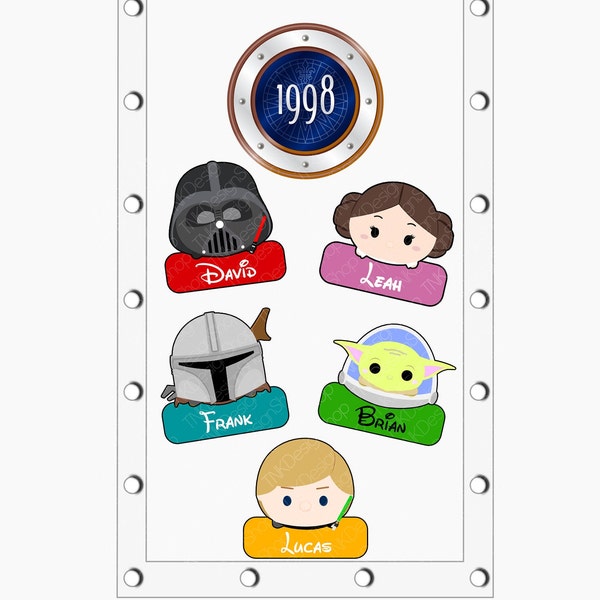 Disney Cruise Door Magnets Decoration Star Wars Theme with Customized Name Tags