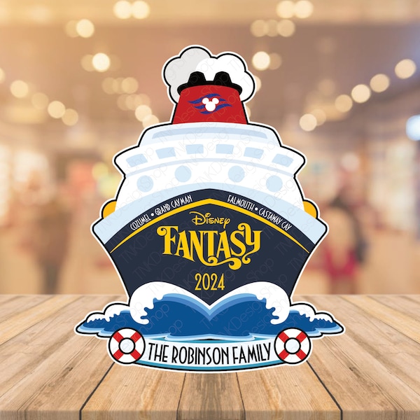 Disney Cruise Door Magnet Cruise Ship with Personalized Family Name, Ports of Call, Ship Name, Year for Disney Cruise Ships Door