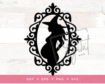 Pregnant Witch Digital File, Halloween Maternity Shirt, Baby Shower Cake Topper, Gender Reveal TShirt, Baby Announcement, Sublimation, SVG