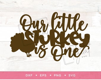 Our Little Turkey is One Digital File, Thanksgiving 1st Birthday, Turkey Cake Topper, Turkey First Birthday, Pumpkin is One Sublimation, SVG