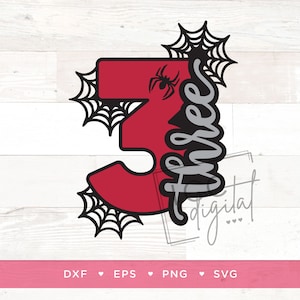 Spinne Thema 3. Geburtstag digitale Datei, Spider-Man Cake Topper, 3. Geburtstag, Spinne Thema TShirt, Sublimation, Vektor, Download, SVG, drei