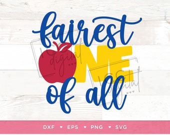 Fairest ONE of All Digital File, Princess 1st Birthday, Fairytale First Birthday, Princess Cake Topper, Sublimation, Vector, Digital, Snow