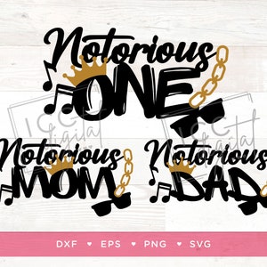 Download digital notório, todos os 3 arquivos, mãe notória, pai notório, primeiro aniversário notório, aniversário dos anos 90, vetor, download digital, SVG