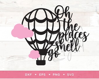 Oh The Places She'll Go Digital File, Hot Air Balloon, It's a Girl, Gender Reveal Shirt, Baby Shower Shirt, Seuss Theme, Sublimation, SVG