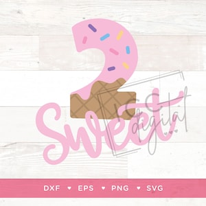 2 süße digitale Datei, zwei süß, Eis Geburtstag Thema svg, Donut aufwachsen, zweiter Geburtstag, Sublimation, Vektor, digitaler Download, SVG