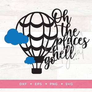 Oh les endroits où il ira fichier numérique, montgolfière, c’est un garçon, chemise de révélation de genre, chemise de douche de bébé, thème Seuss, sublimation, SVG