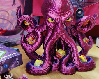 DND Dice holder Dungeons Nerdy Gifts for teens 3d Printed Octopus Roleplaying gift for him Fantasy decor Pathfinder d20 dice DND accessories