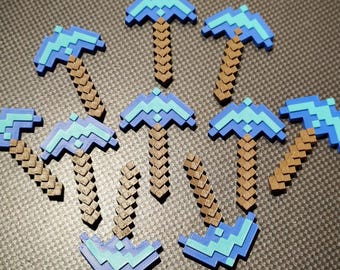 Pixelated Axe | Blocky sword | Custom Birthday Party Favors| Cake Toppers| 3D Printed | Gamer gifts| Cupcake Toppers| Kids Gift