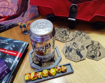DnD dice Coaster set Nerdy Dungeons and Dragons DND Gifts 3d Printed Roleplaying Fantasy decor 5e DND accessories ttrpg Dungeon master gift