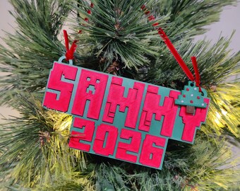 Personalized Minecraft Christmas Ornament 3D Printed Pixel Style Custom Name & year keepsake Gamer kids Christmas Gift Stocking stuffer