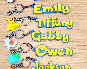 Personalized Pokemon Name Tag Keychain 3D Printed Party Favor