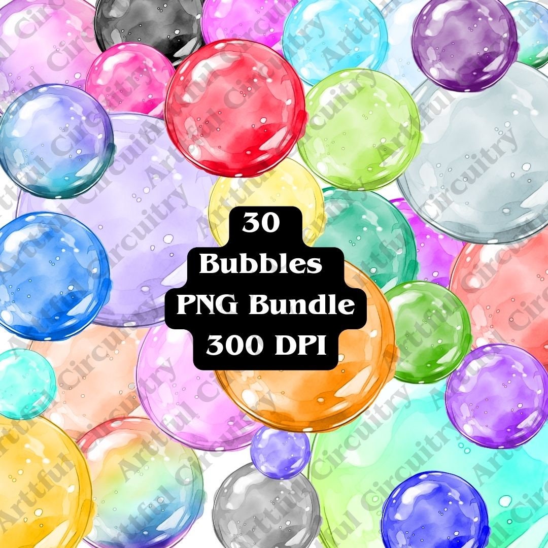 Watercolor Bubbles PNG Clipart Instant Download for Etsy