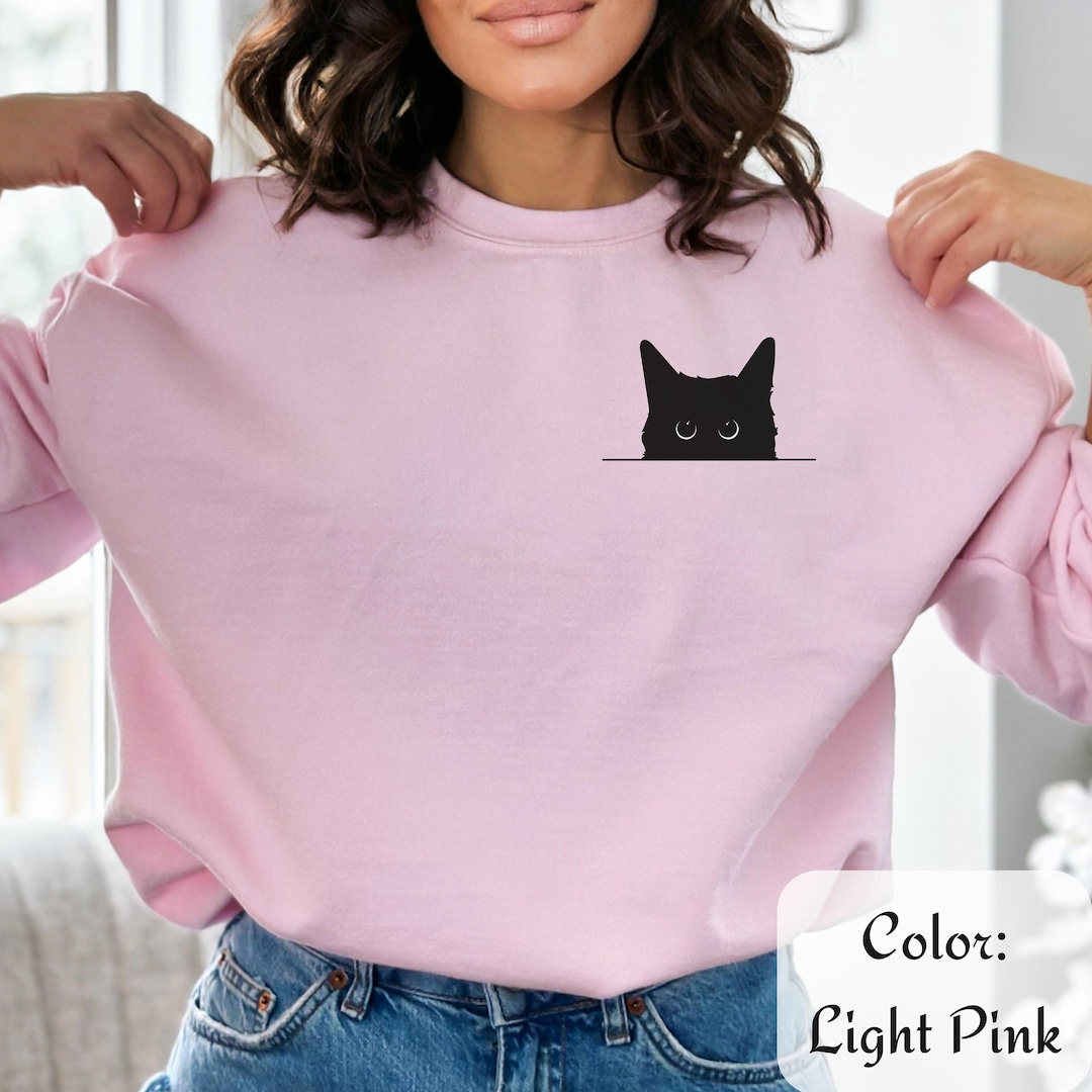Peeking Black Cat Sweatshirt, Black Cat Gifts, Black Cat Shirt, Pet