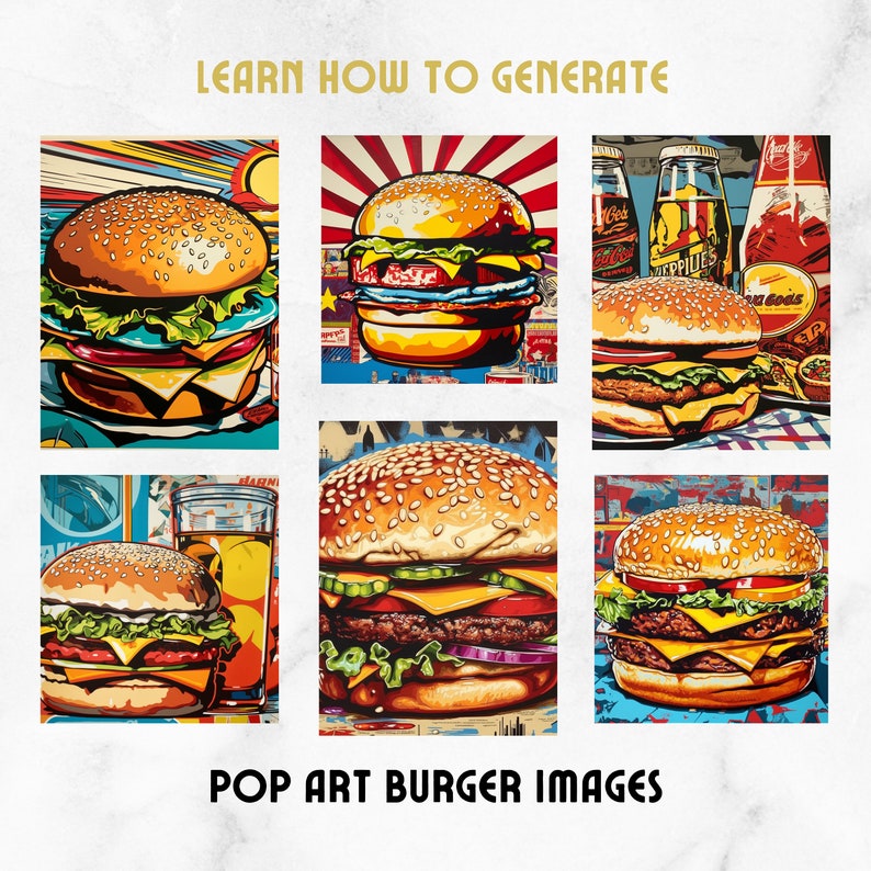 Pop Art Burger Midjourney Food Prompt Guide Midjourney Pop Etsy Australia