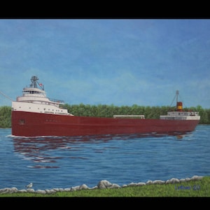 Great lakes freighter Edmund Fitzgerald wall decor print oil painting print wall art ship art fathers day gift