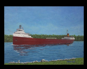 Great lakes freighter Edmund Fitzgerald wall decor print oil painting print wall art ship art fathers day gift